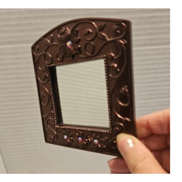 Mirrors 2 Victorian style Frames Rose Pink with red sparkle accents 5".  read - Picture 3 of 10
